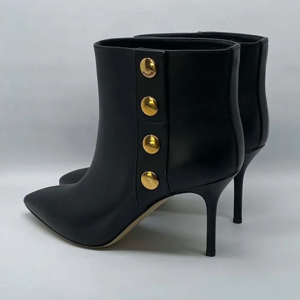 Moschino 80MM Snap-Button Leather Ankle Boots size 38